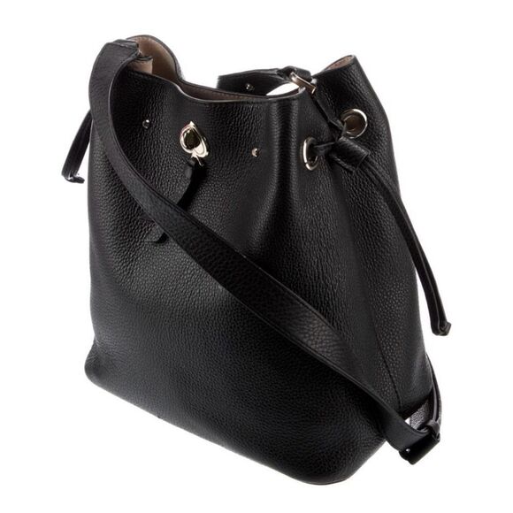 Kate Spade Womens Leather Crossbody Bag Purse Black Gold Tone Hardware Tassels - Picture 1 of 2